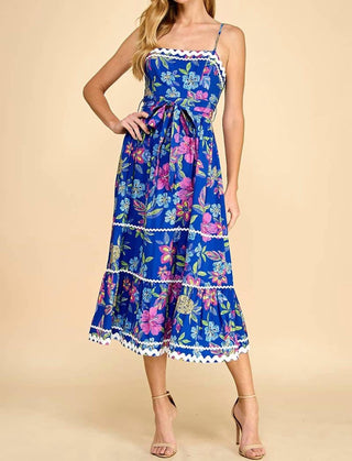 &amp;Merci - Vestido midi Ricrac com estampa floral tropical