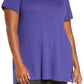 Plus Size Women's Eileen Fisher Roll Neck Organic Cotton & Linen Short Sleeve Sweater, Size 3X - Purple