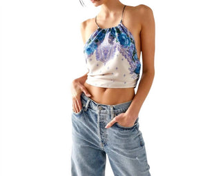 Free People - Top de lenço de seda com alças de corrente
