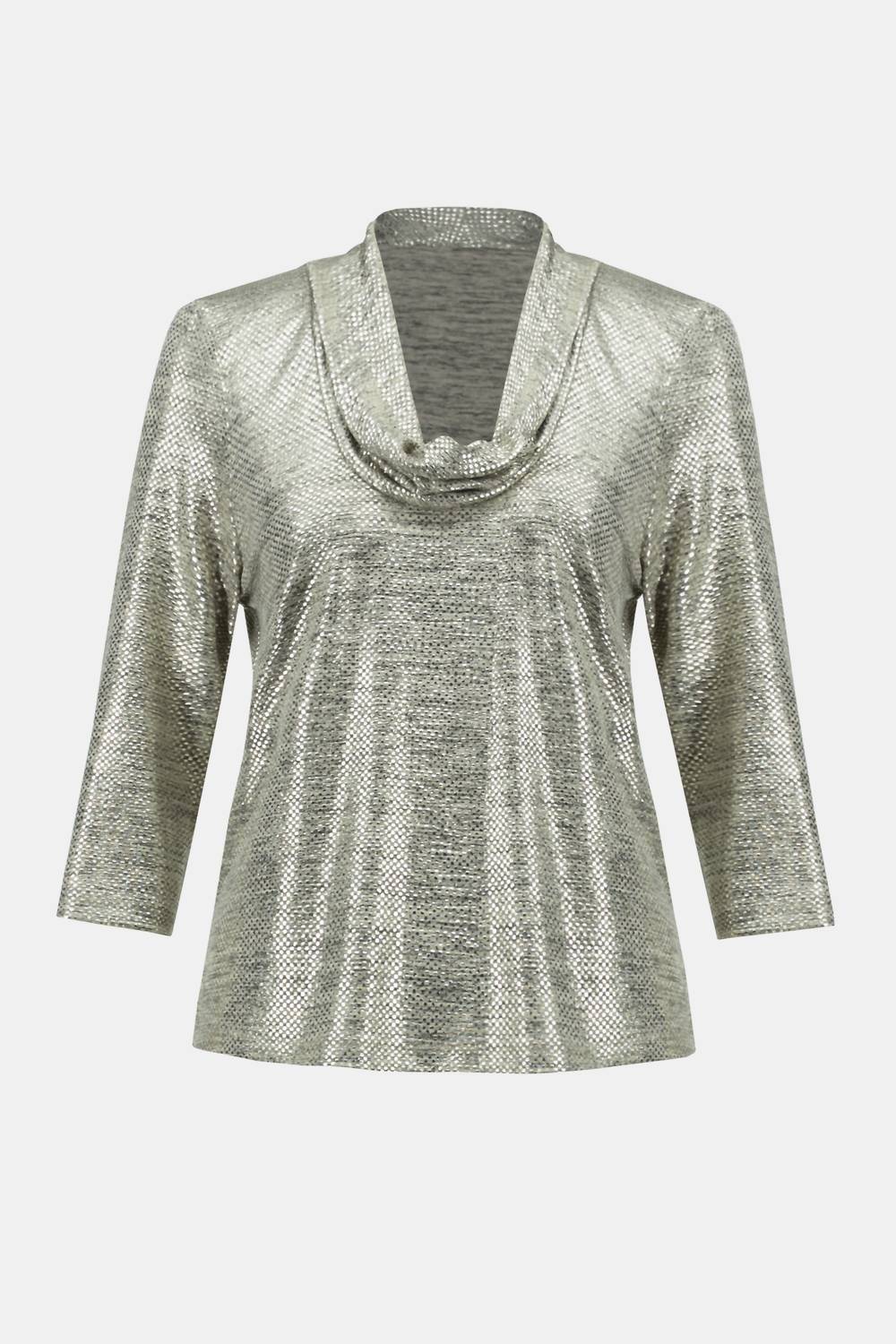 Joseph Ribkoff - Foiled Knit Cowl Collar Top