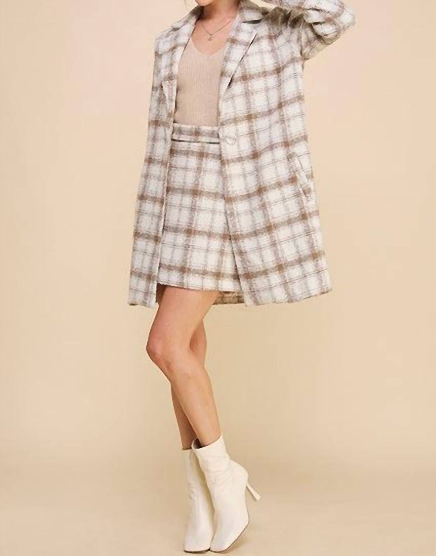 Allie Rose - Plaid Boucle Coat