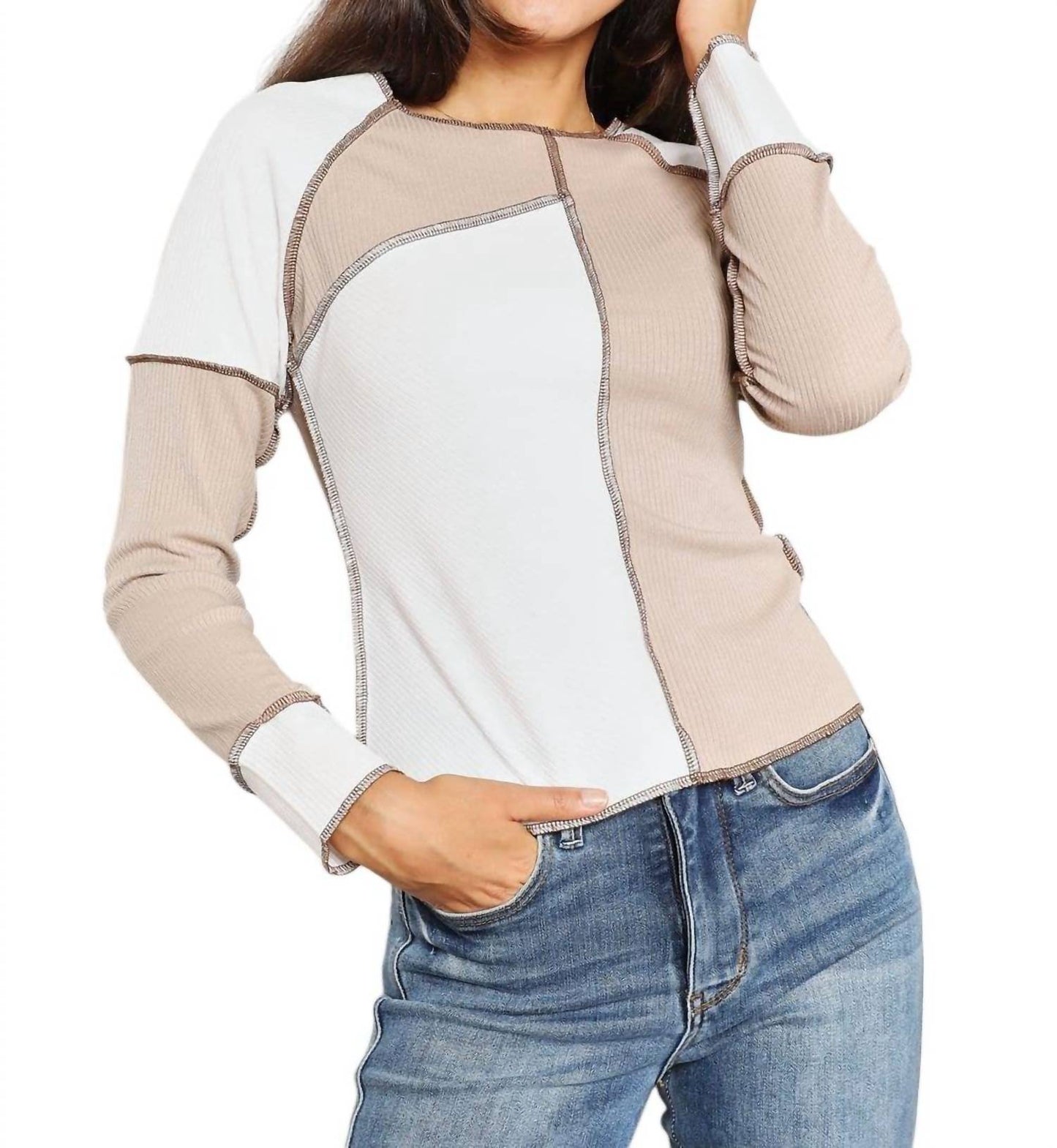 Double Take - Color Block Exposed Seam Top