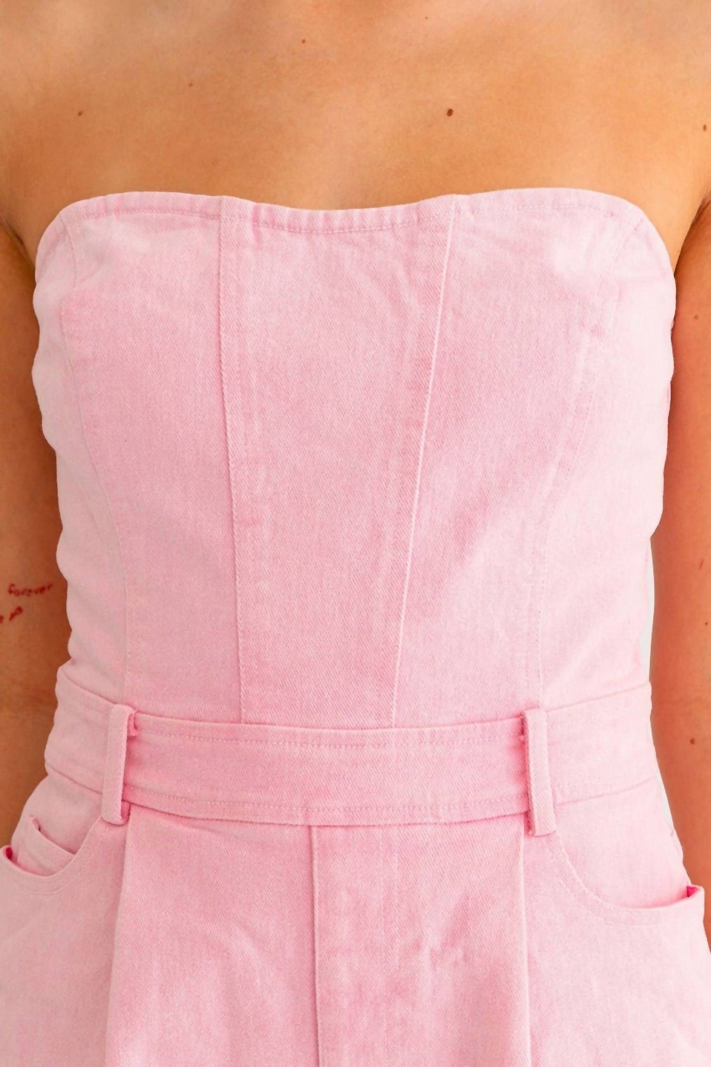 Le Lis - Strapless Denim Romper
