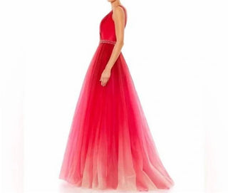 Mac Duggal - Vestido de baile sem mangas com cinto e contas