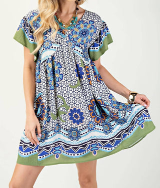 Gigio - Printed V-neck Mini Dress