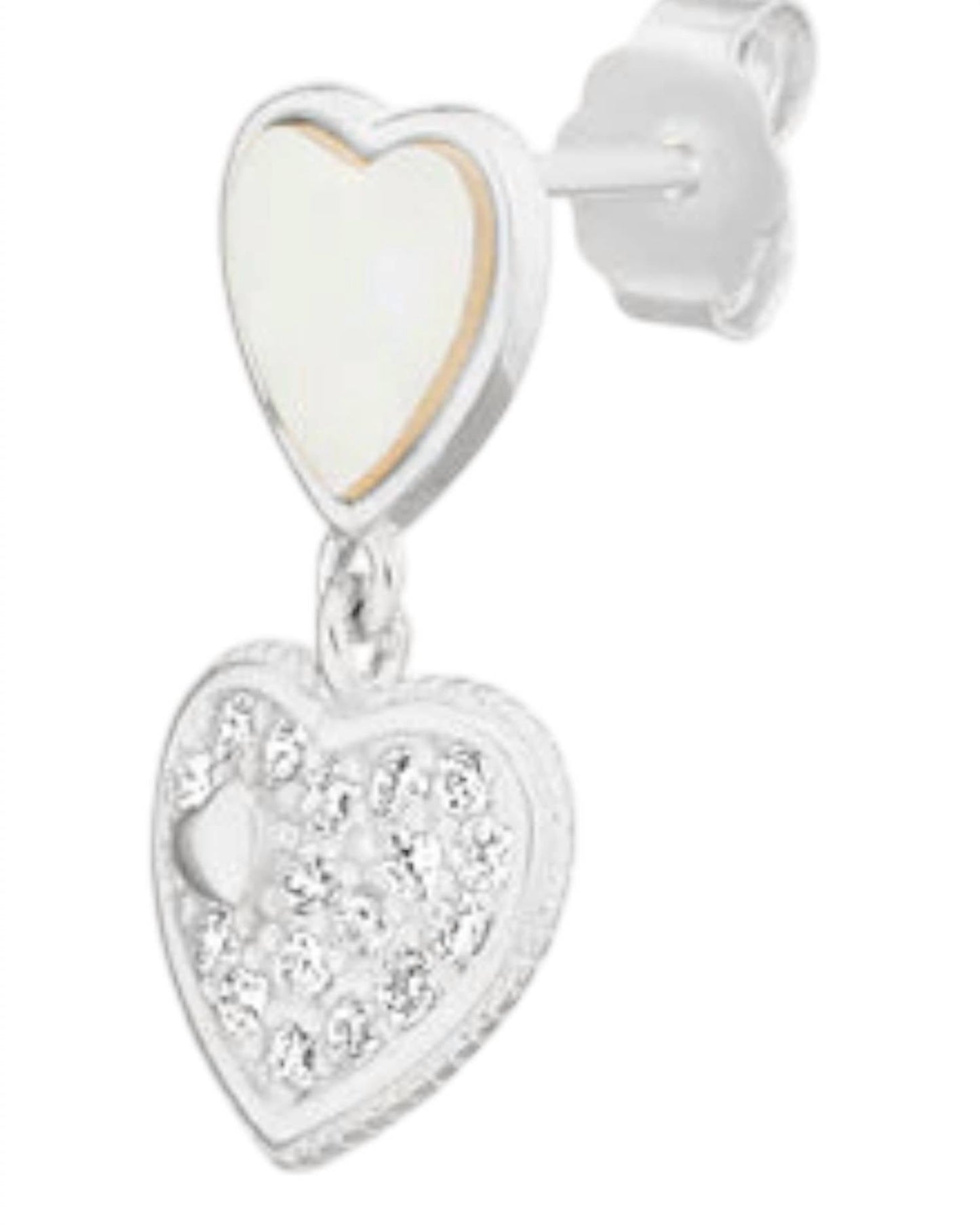 Atlanta Jewelers Supply - Women's Mop Heart Dangling Cubic Zirconia Heart Post Earrings