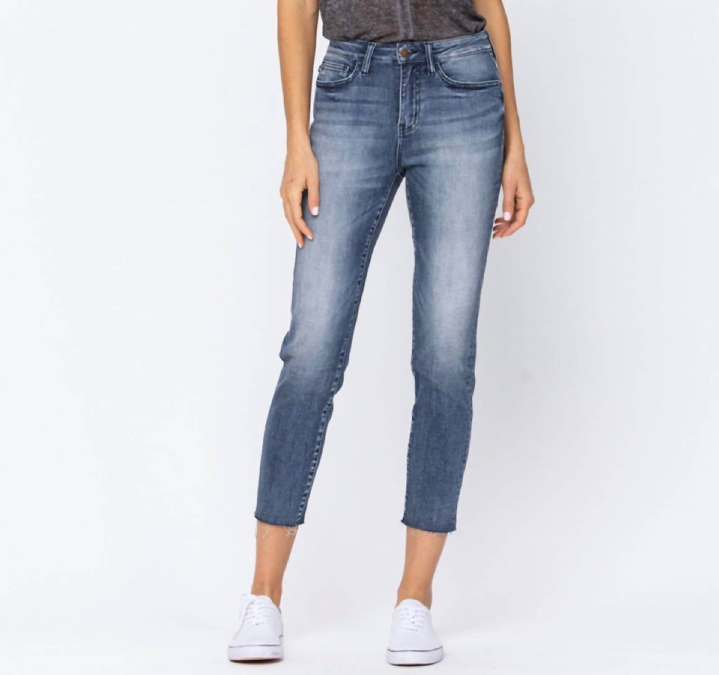 Judy Blue - High Waist Raw Hem Relaxed Fit Jeans