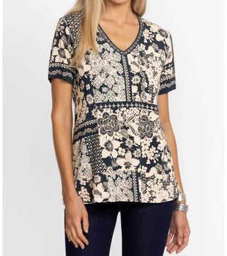 Johnny Was - A camiseta favorita de Janie, manga curta, gola V e swing