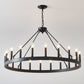53.15 Inch Matte Black Wagon Wheel Chandelier with 18 Lights