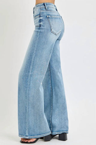 Trendsi - Risen Full Size Mid Rise Wide Jeans With Front Patch Pocket Plus Size