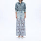 Bayeas - Rhinestone Patchwork Wide Leg Jeans