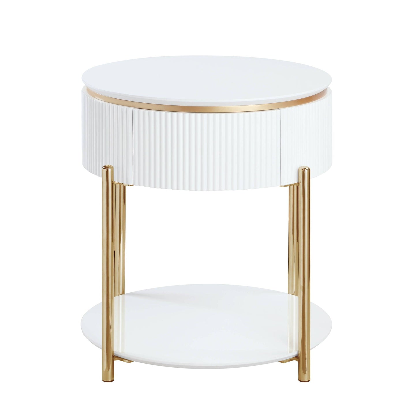 Daveigh High Gloss End Table - Gold / White