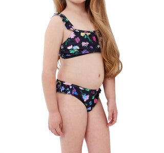 Gottex - Top de biquíni bralette com babados para meninas e calcinha combinando
