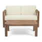 2 Piece Patio Set With Open-Back Loveseat And Coffee Table - Beige / Brown
