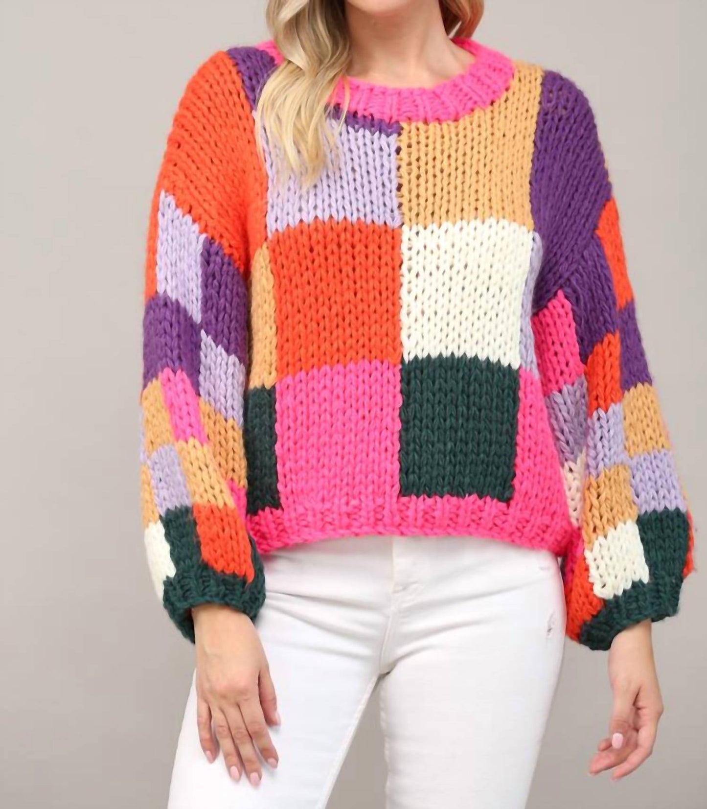 Fate - COLORBLOCK CHUNKY CROCHET SWEATER