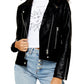 Women's Topshop Teddy Faux Leather Biker Jacket, Size 4 US - Black