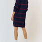 Lalavon - Stripe V-neck Sweater Mini Dress
