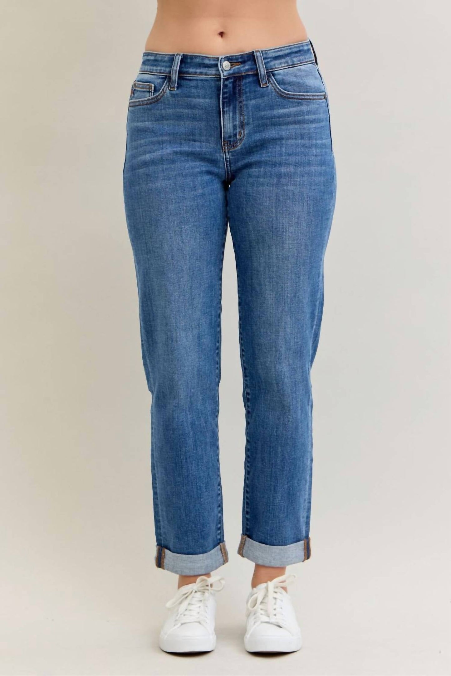 Judy Blue - Mid Rise Classic Cuff Boyfriend Jean