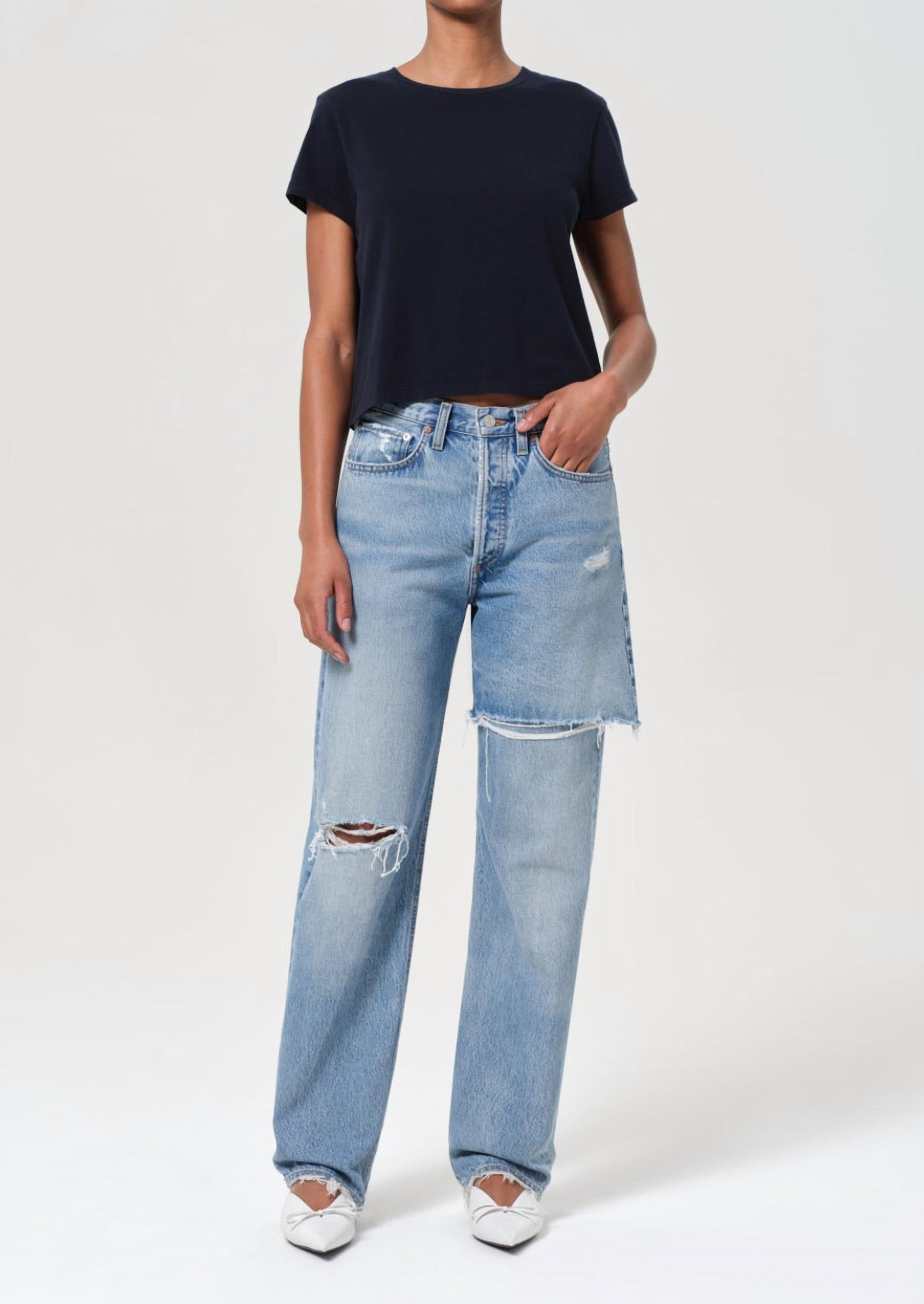 Agolde - Amryn Double Layer Ripped Straight Leg Jeans