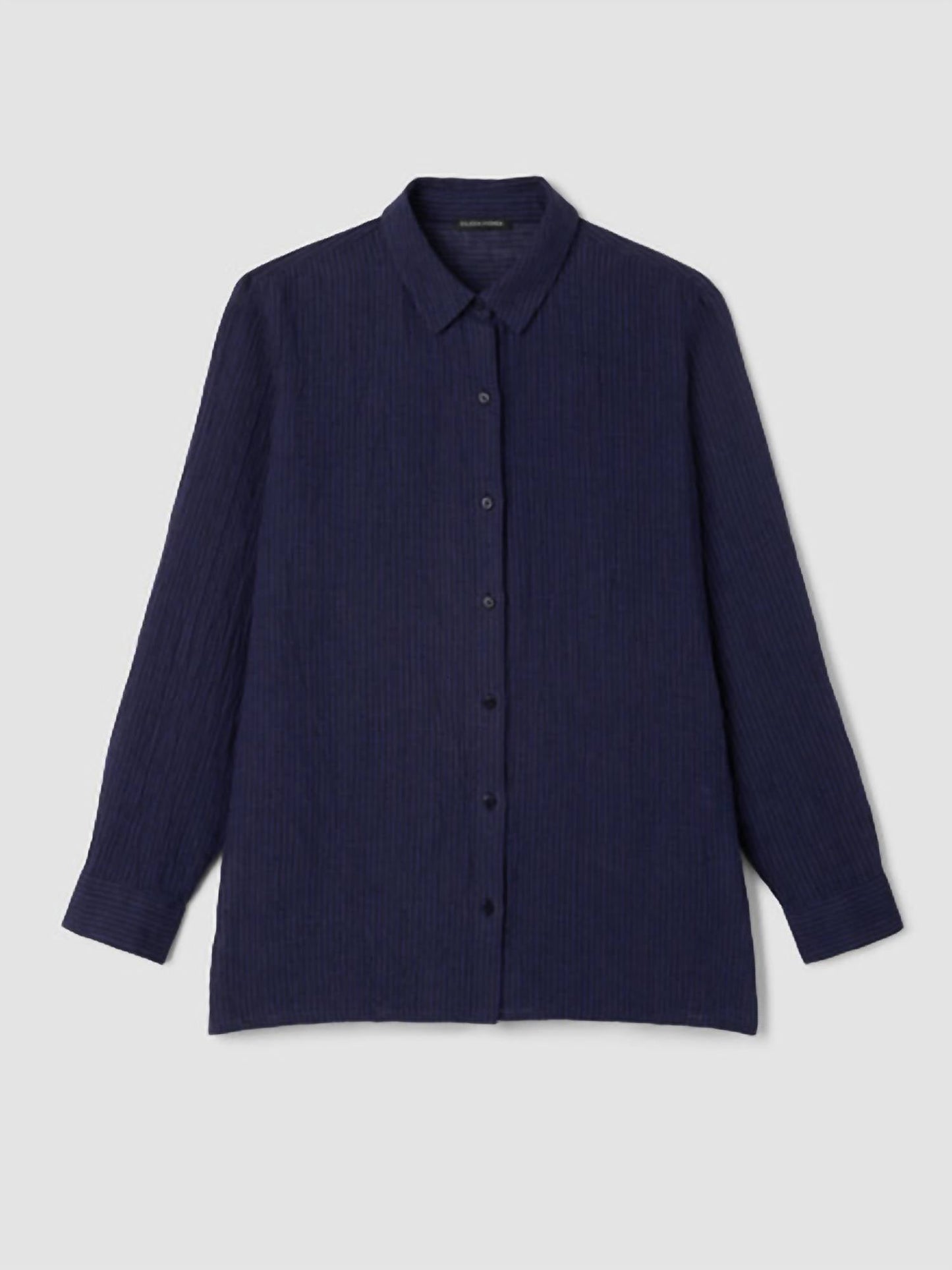 Eileen Fisher - Puckered Linen Stripe Classic Collar Shirt