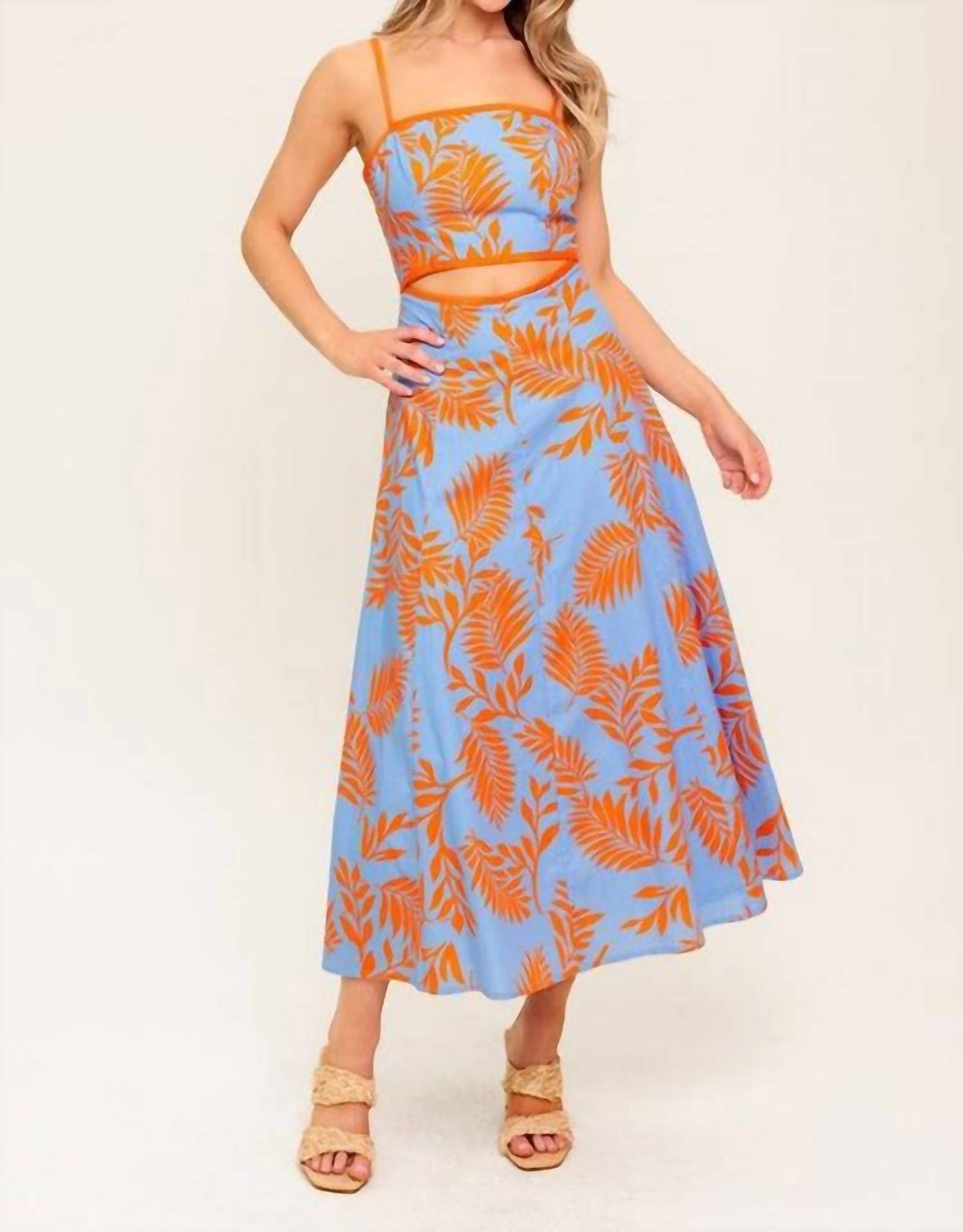 Flying Tomato - Apricot Sunset Cut-out Midi Dress