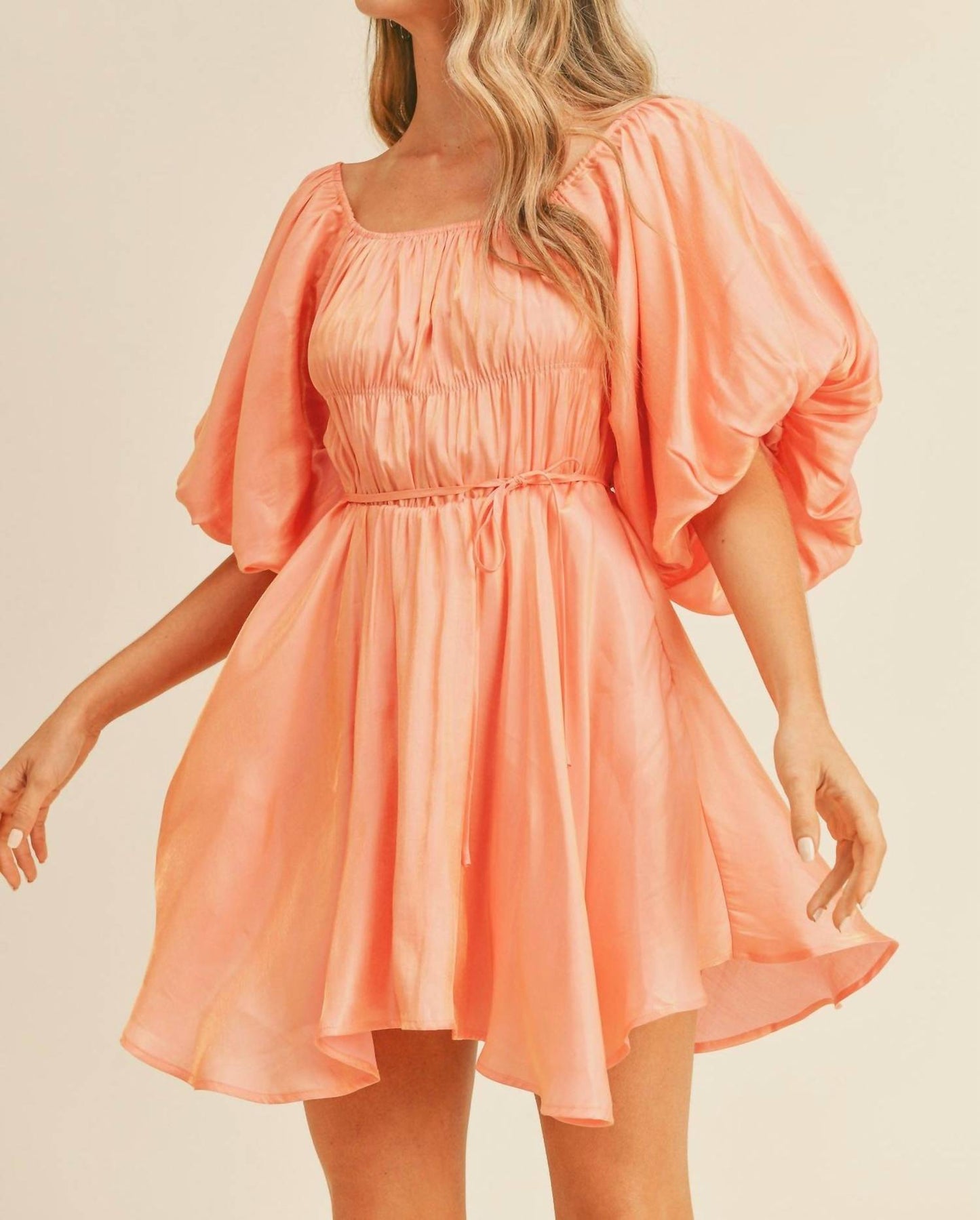 &Merci - Jessika Iridescent Bubble Sleeve Flared Mini Dress