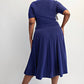The Curve La - Plus Size Knit Surplice Midi Dress With Full Skirt