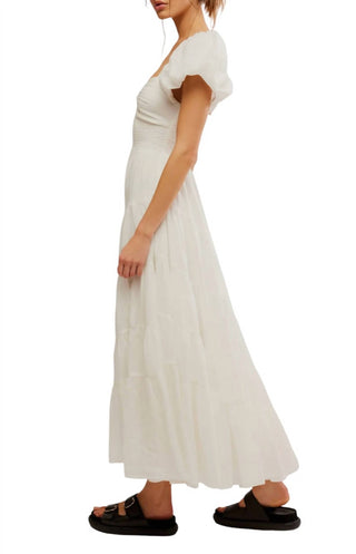 Free People - Vestido longo de manga curta banhado pelo sol