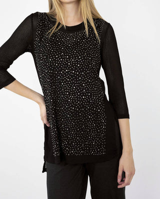 Frank Lyman - Top de malha alta e baixa com strass