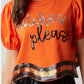 Peach Love - Witches Please Top: Sequins Embroidered Halloween Top
