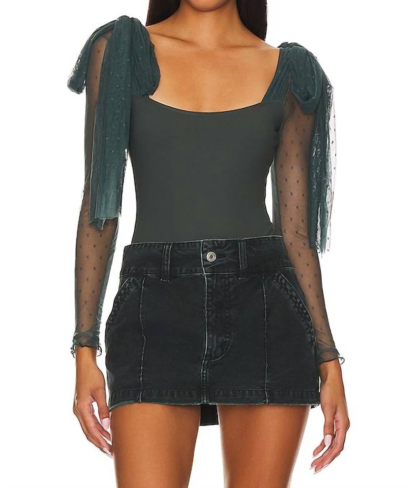 Free People - Tongue Tied Mesh Detail Bodysuit
