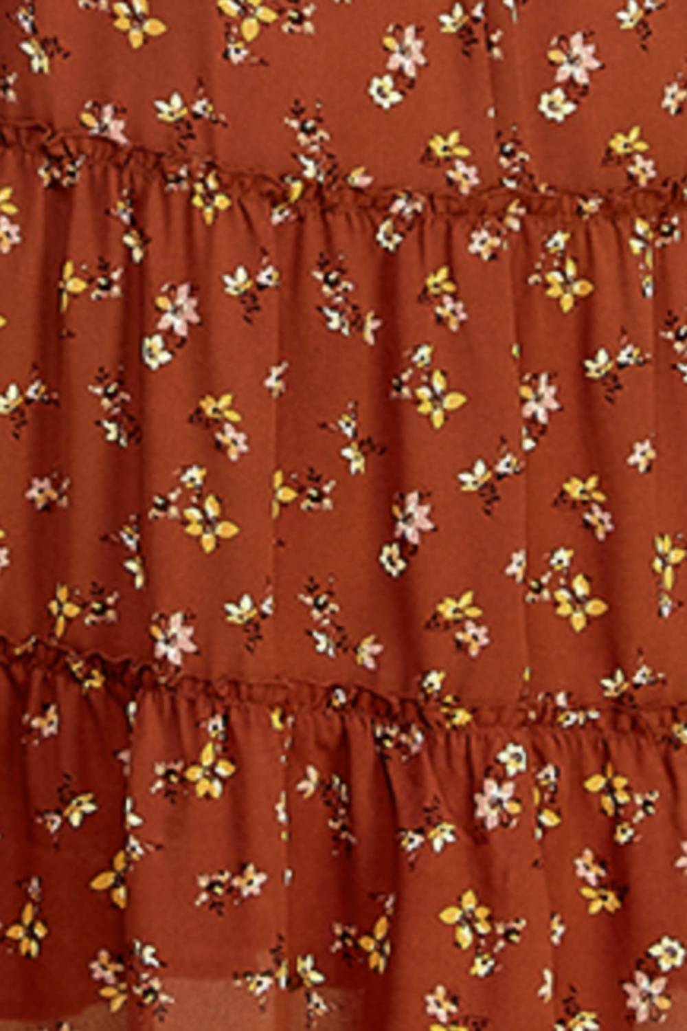 A.U.W. - Tiered Floral Dress With Smocking Long Sleeve