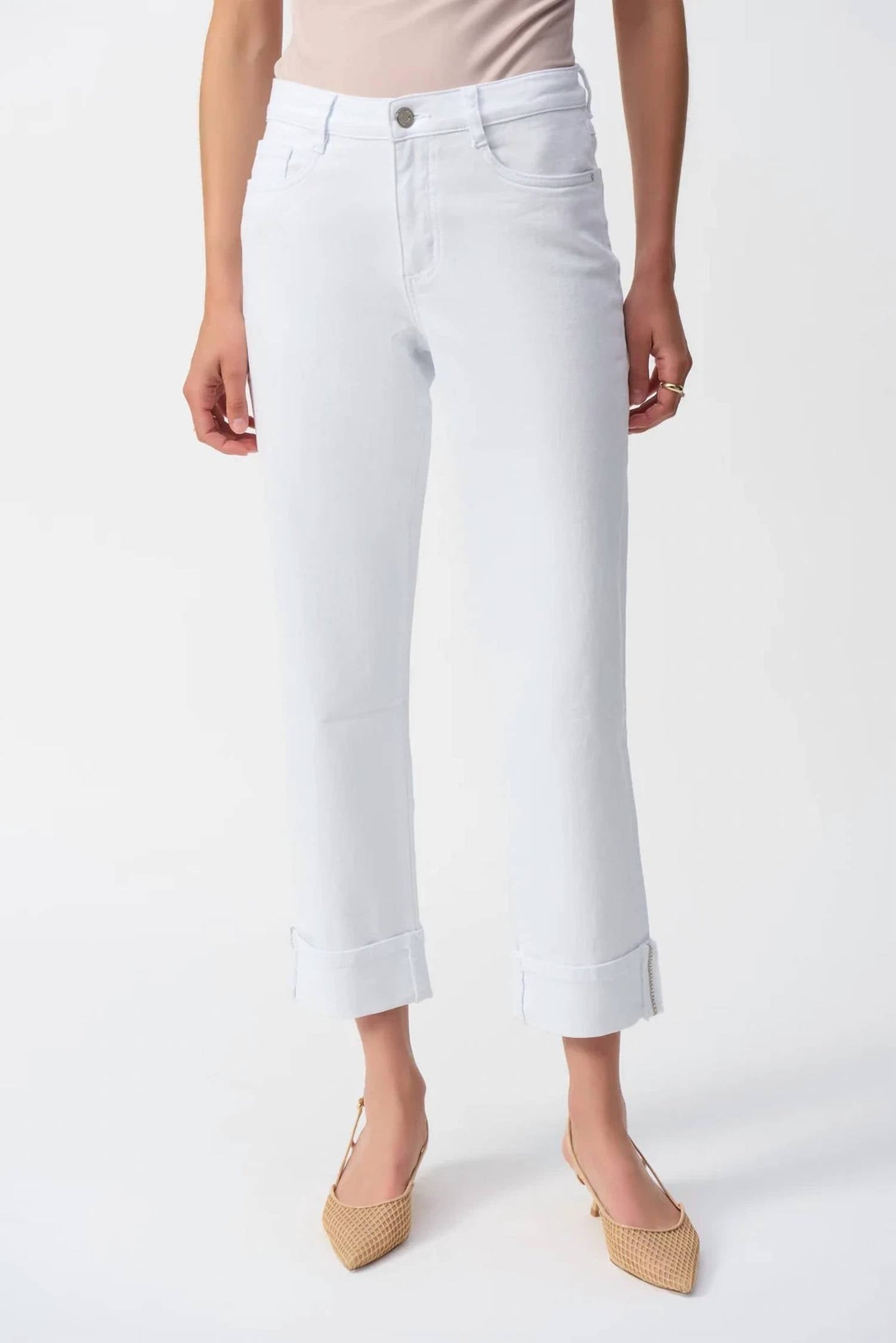 Joseph Ribkoff - Embellished Hem Slim Fit Cropped Jeans
