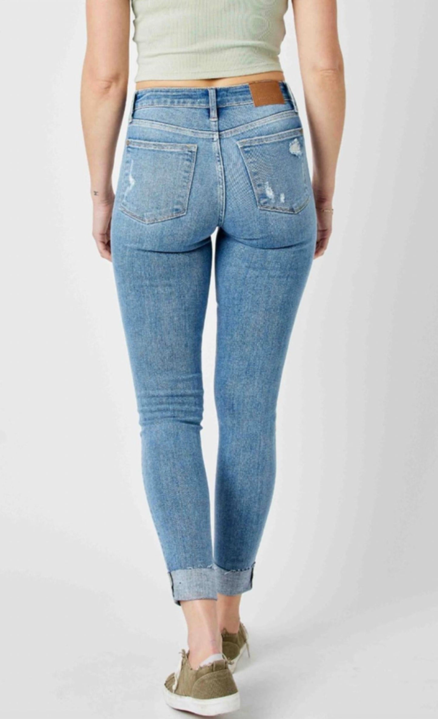 Judy Blue - Mid Rise Destroy & Cuff Skinny Jean