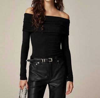 J.Crew - Top ombro a ombro canelado refinado