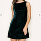B.Right - Velvet Mini Dress With A V-back And Waist Ribbon