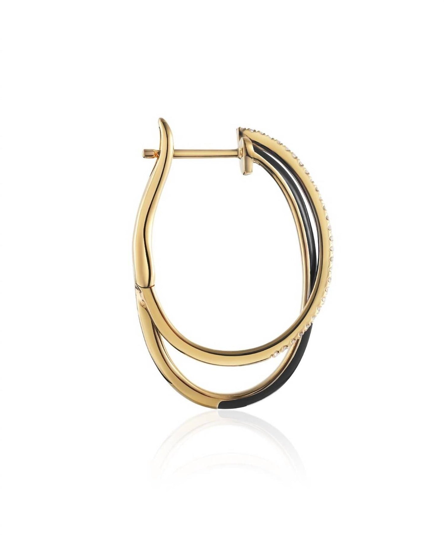 Diana M Jewels - 0.12 Cts Black Enamel Hoop Earrings