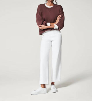 Spanx - Calça larga cropped de sarja