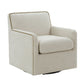 Tolland - Swivel Accent Chair With Antique Brass Nailhead Trim - Beige