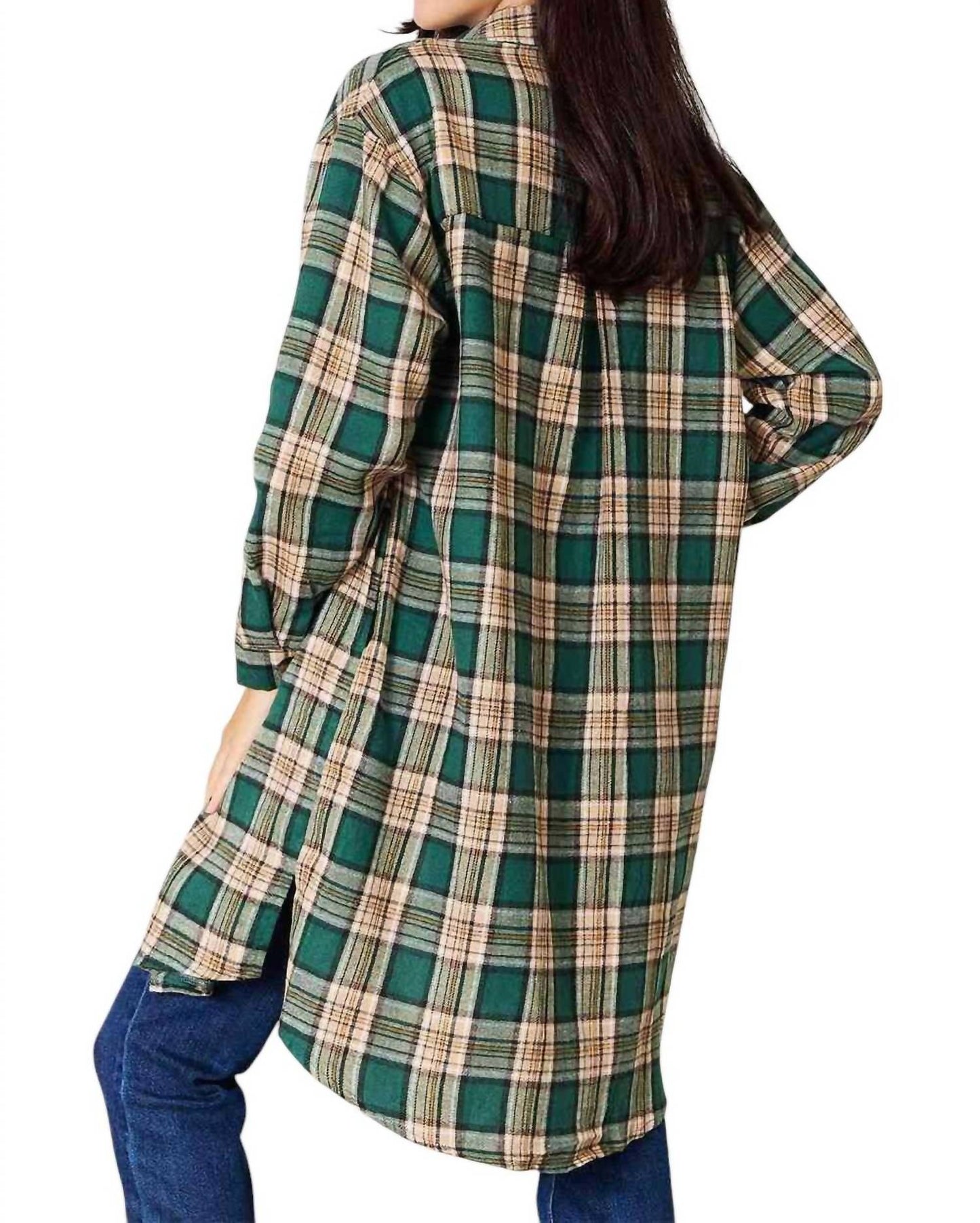Double Take - Effortlessly Elegant Plaid Collared Shirt