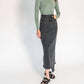 Recollection Brand - Frayed Hem Asymmetrical Stretch Denim Maxi Skirt