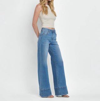 Vervet By Flying Monkey - Calça Jeans de Cintura Alta, Bainha Crua, Perna Larga e Corte A