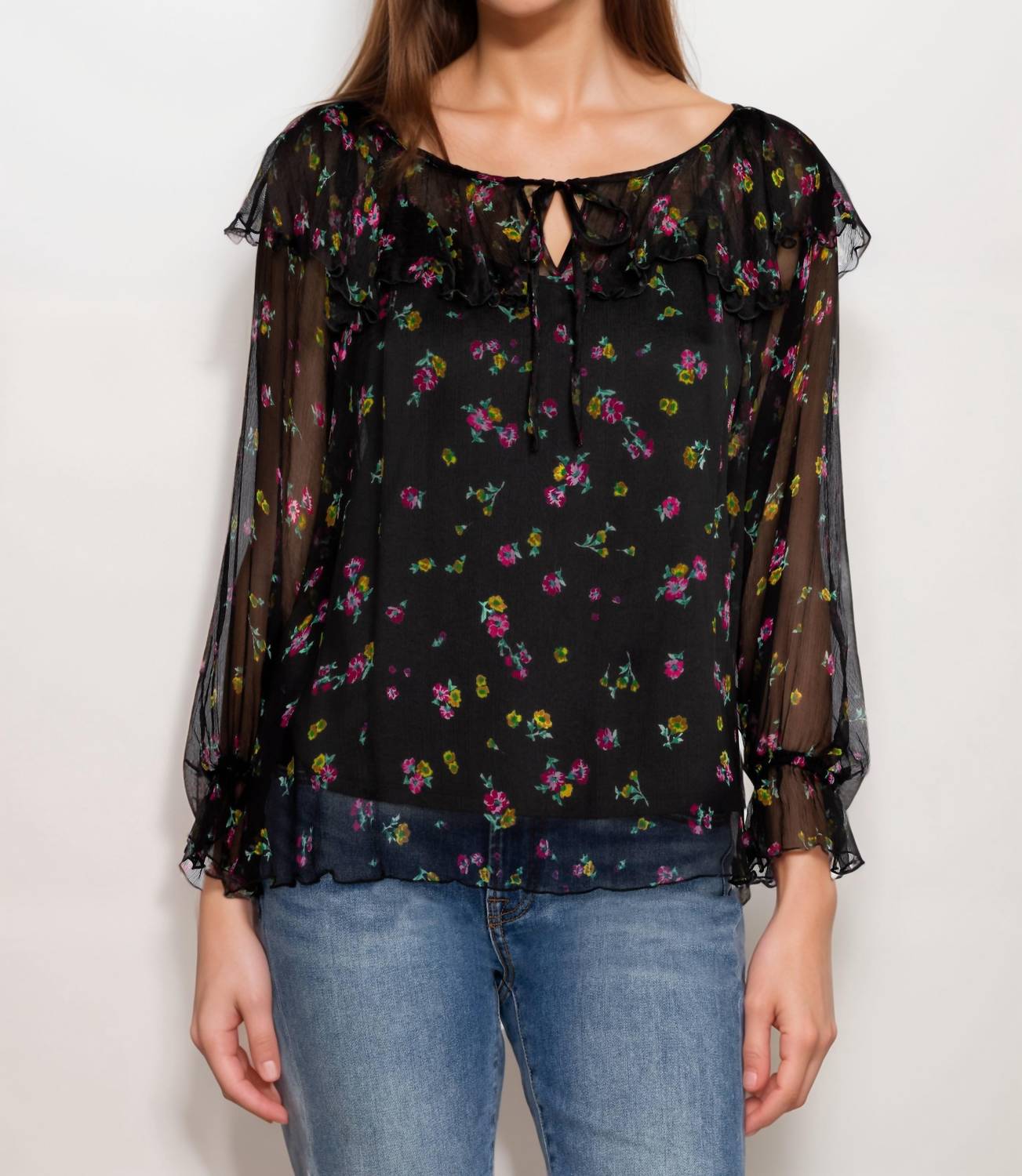 Johnny Was - Jade Love Fernanda Peasant Silk Floral Blouse