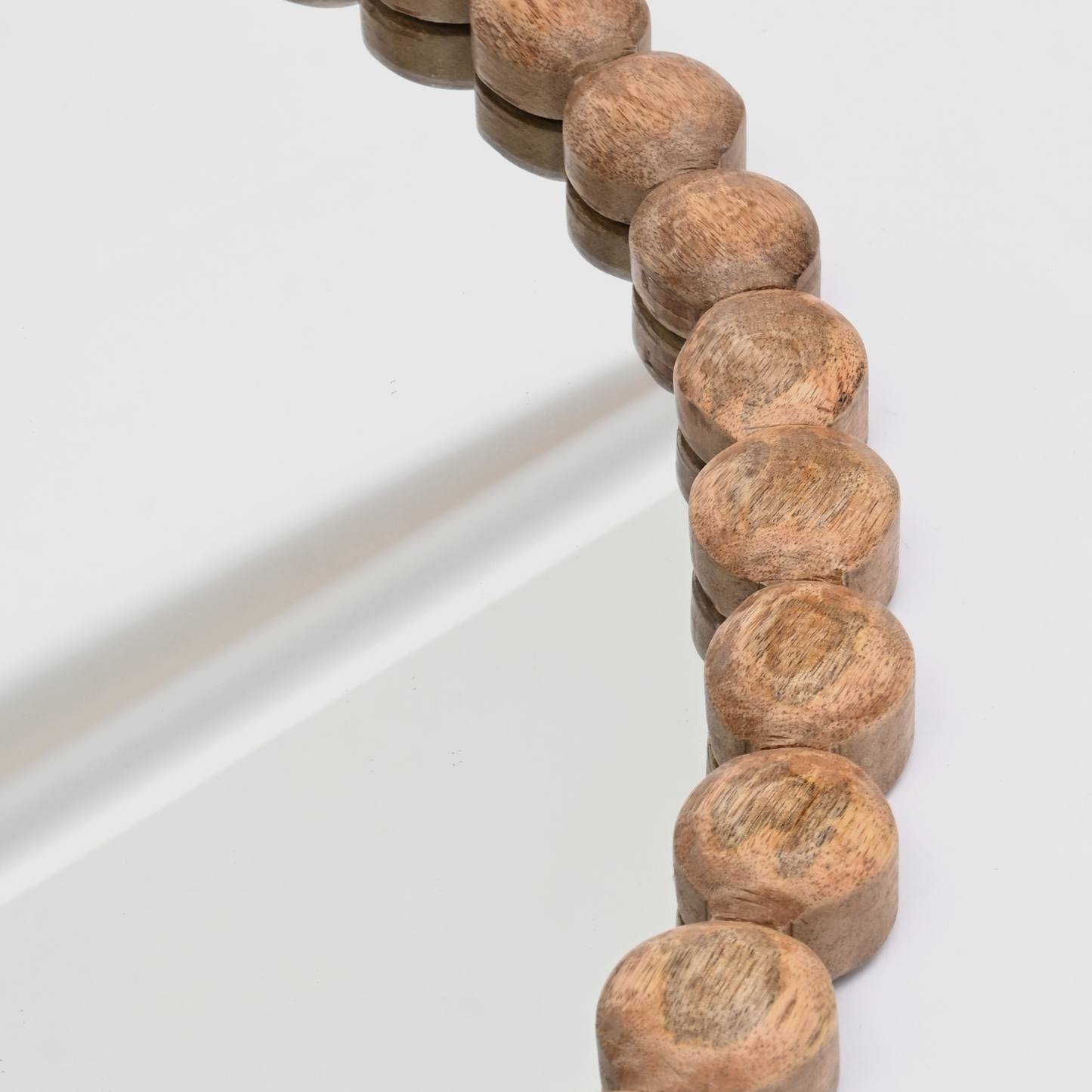 32-Inch Wooden Beaded Round Wall Mirror