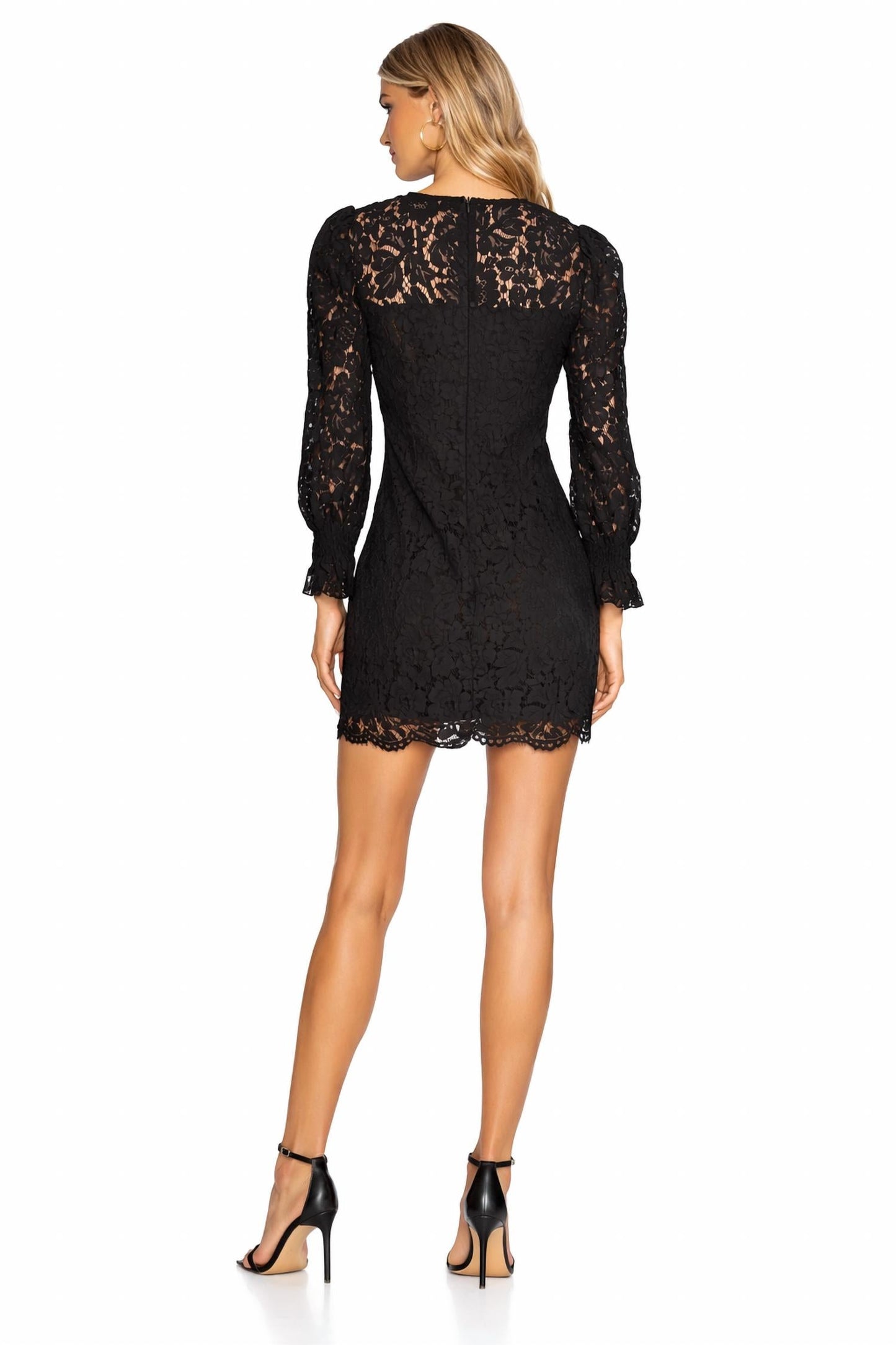 Generation Love - Lace Sheer Yoke Puff Sleeve Mini Dress