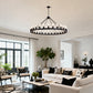 64 Inch Matte Black Wagon Wheel Chandelier With 30 Lights