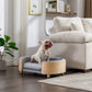 Scandinavian Style Elevated Dog Bed Pet Sofa Velvet Cushion Mid Size Light Grey