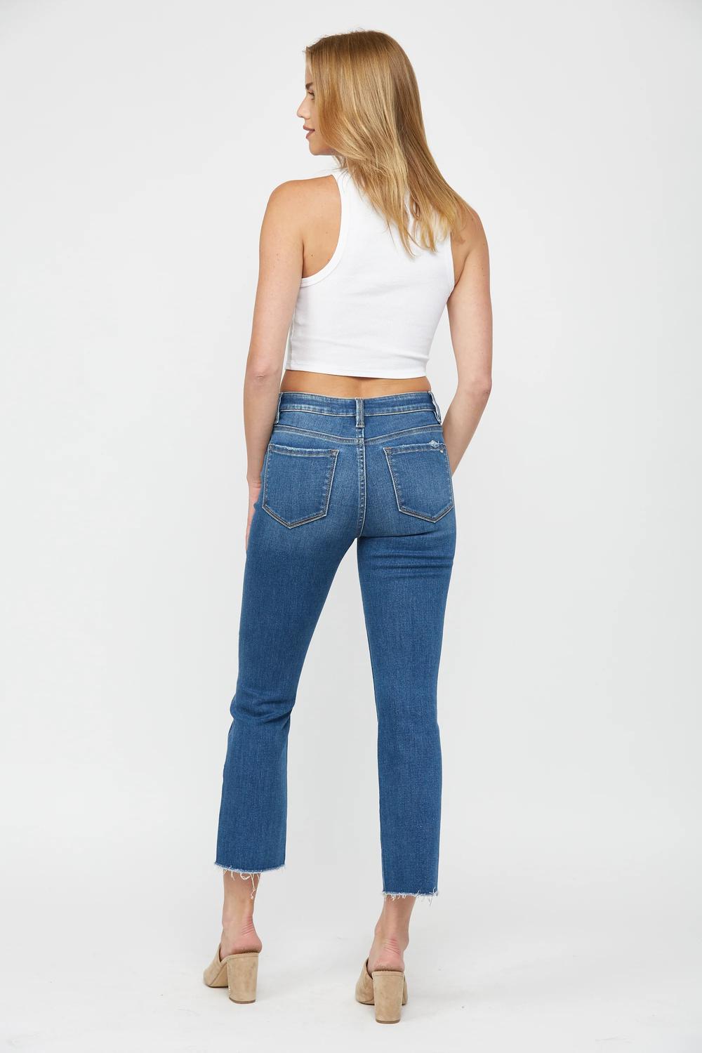 Mica Denim - Mid Rise Boot Cut Crop Jeans