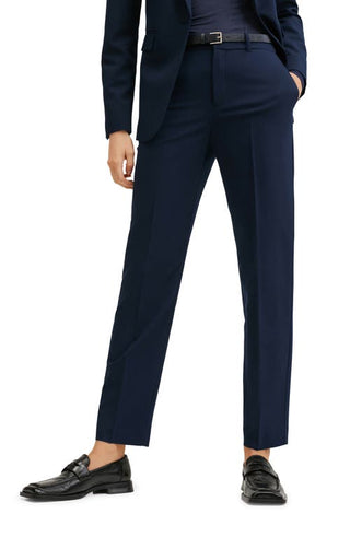 MANGO Dark Navy Belted Trousers