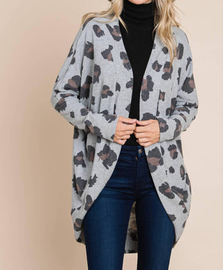 Bombom - Animal Print Knit Cardigan